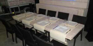 Steigerhouten tafel White wash 2,4 x0.8mtr